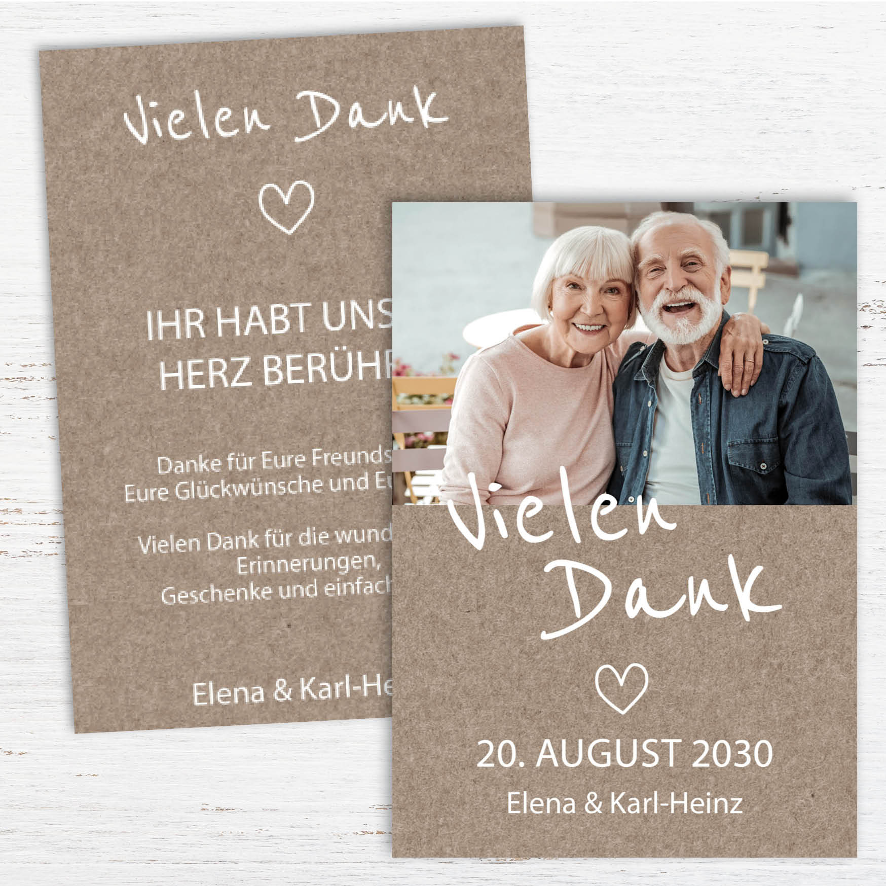 Danksagungskarte zur Goldenen Hochzeit: Rustikal mit Foto